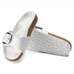 EUC - Birkenstock Madrid Big Buckle Sandals in White Leather